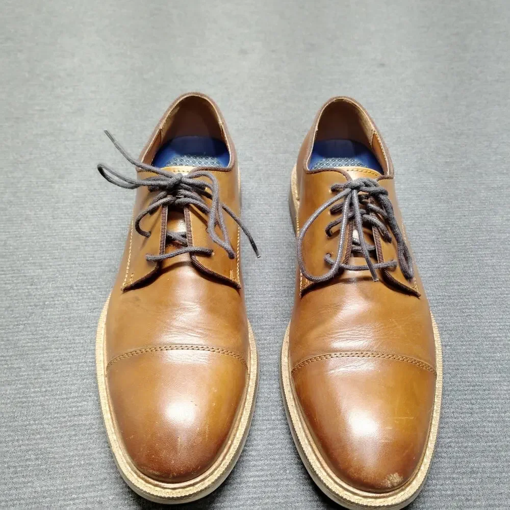 Vince Camuto Lamson Oxford Dress Shoes Brown Leather Cap Toe Mens